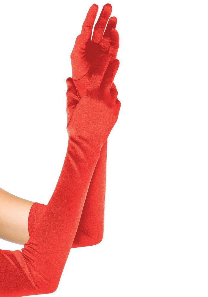 Guanti Sexy Extra Long Satin Rosso - immagine 1