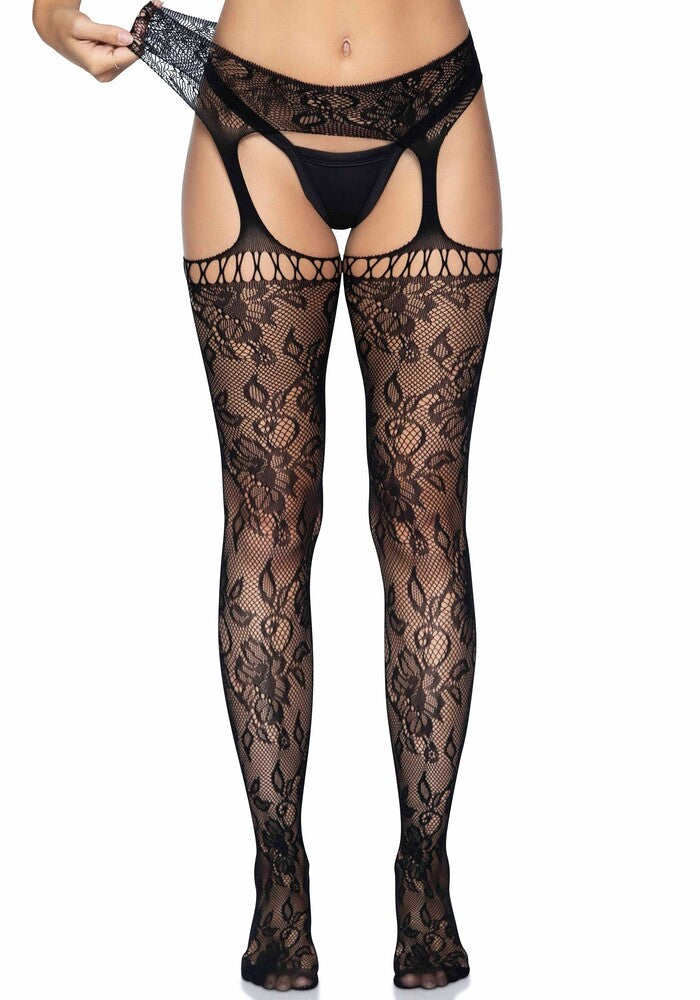 Calze Sexy Lace Garter Belt Stockings Nero - immagine 5