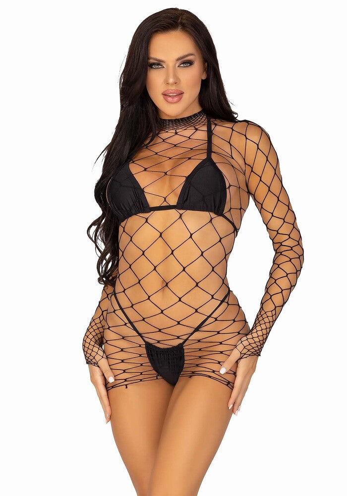 Abito Sexy Fence Net Mini Dress Nero - immagine 1
