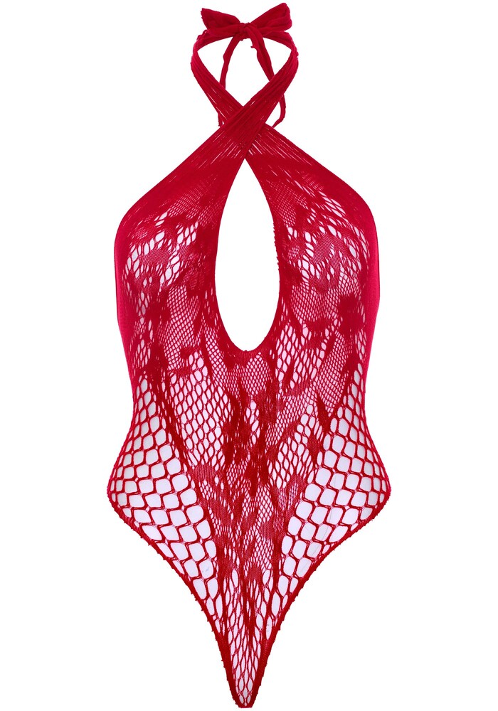 Body Sexy Lace and Net Halter Rosso - immagine 6