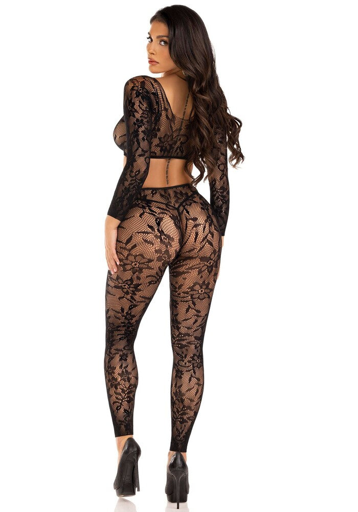 Completino Sexy Crop Top and Footless Nero - immagine 2