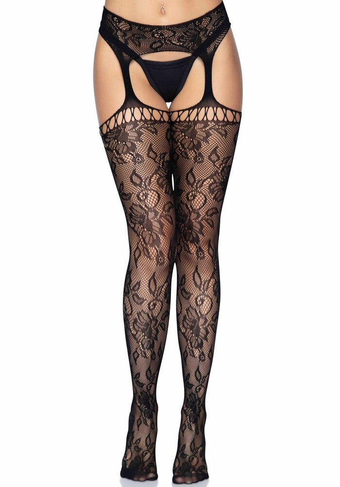 Calze Sexy Lace Garter Belt Stockings Nero - immagine 4