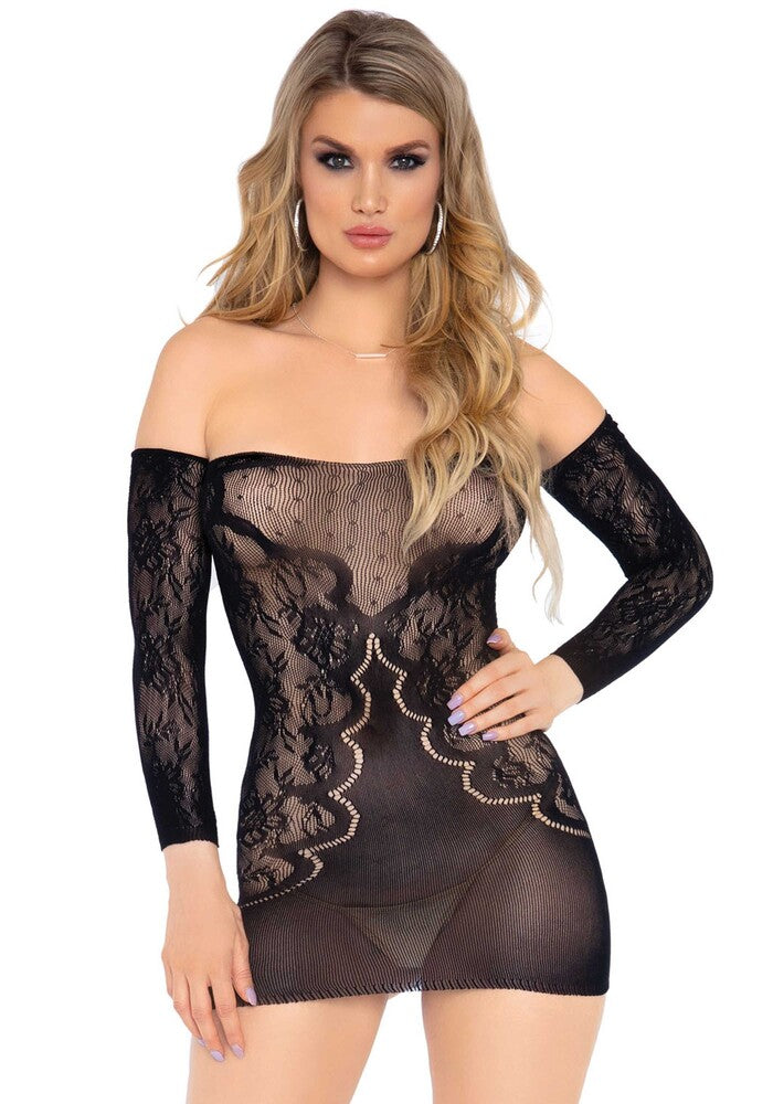 Mini Abito Sexy Off The Shoulder Nero - immagine 1