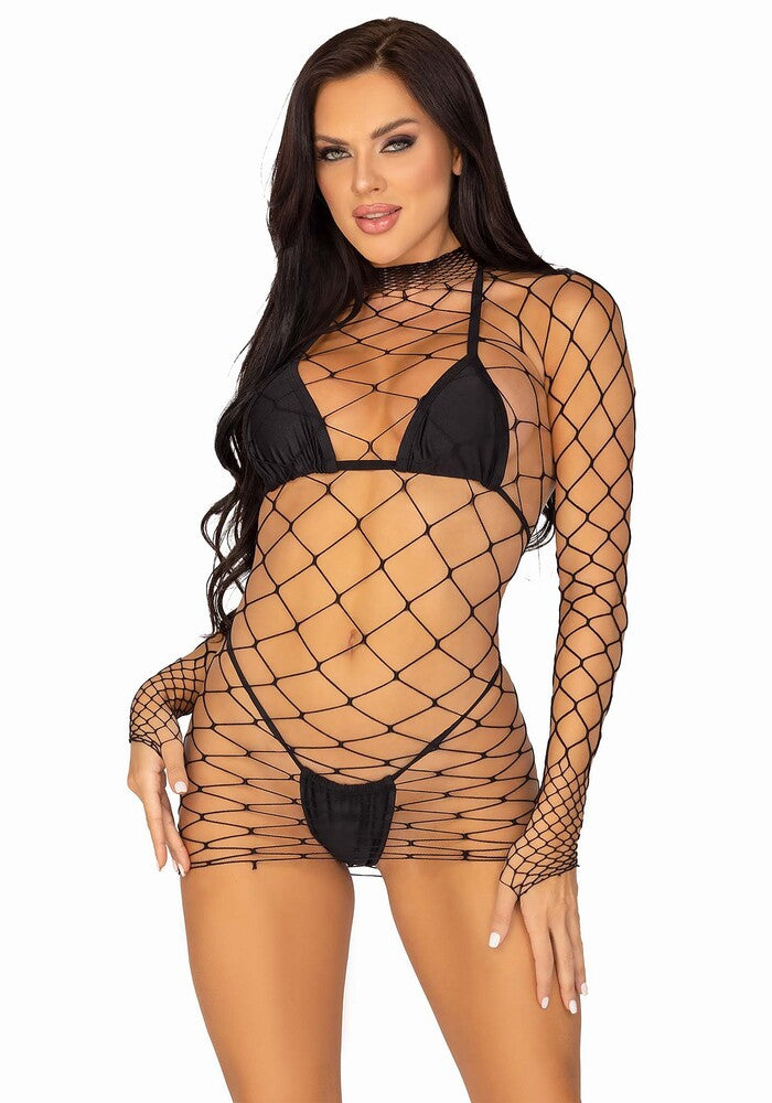 Abito Sexy Fence Net Mini Dress Nero - immagine 3