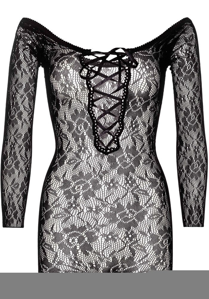 Mini Abito Sexy Seamless Lace Romper Nero - immagine 3