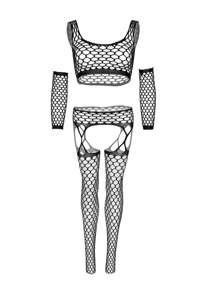 Completino Sexy Crop Top and Gloves Nero - immagine 8