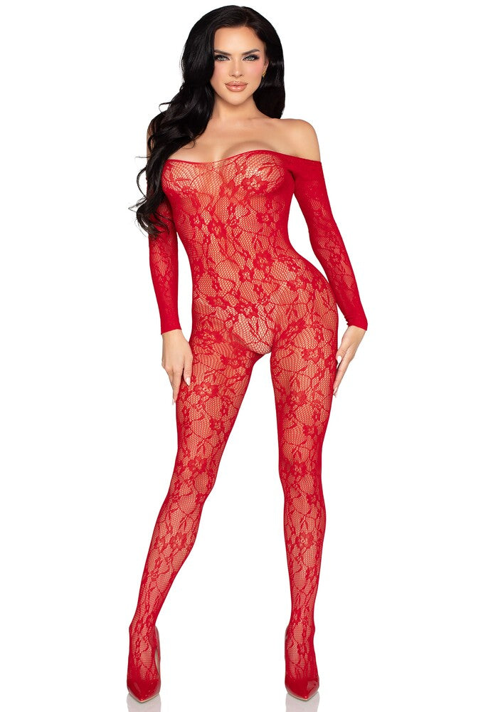 Tuta Sexy Lace Rosso - immagine 1