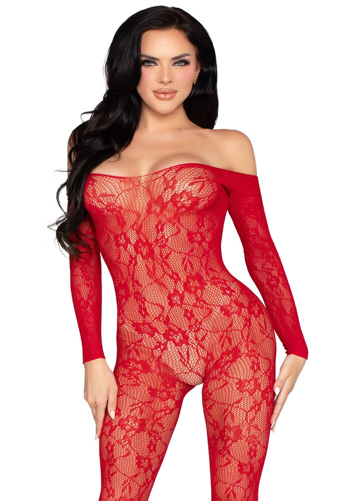 Tuta Sexy Lace Rosso - immagine 5
