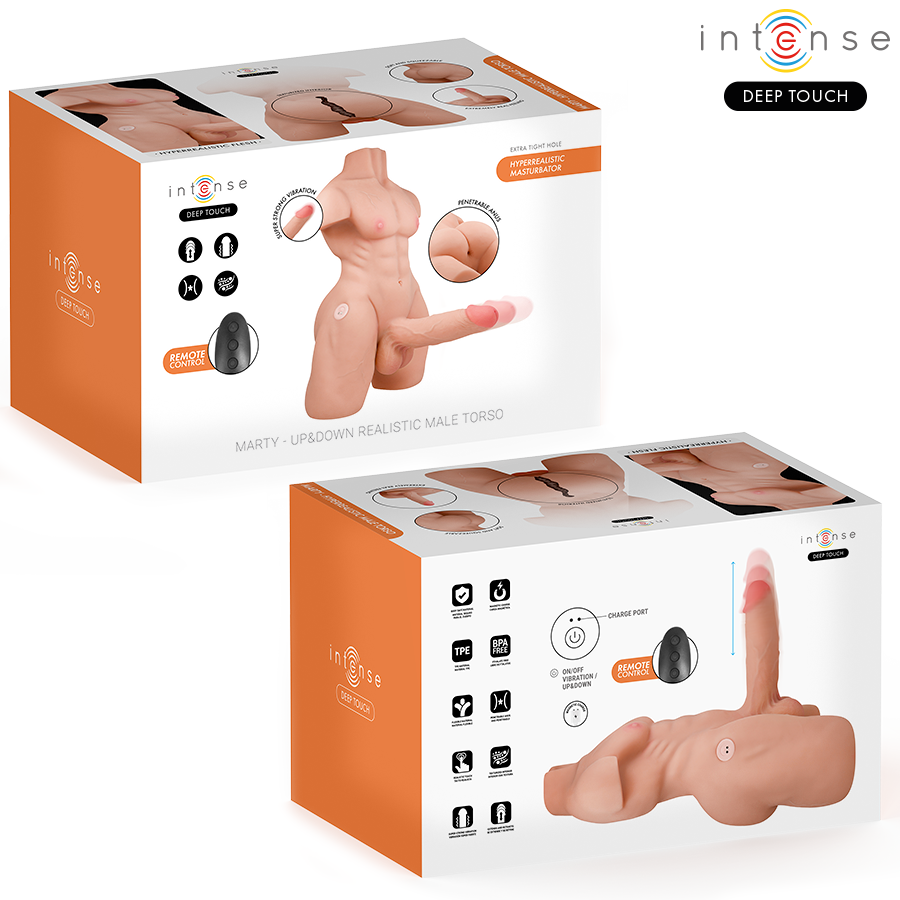 Torso Maschile Marty con Dildo Realistico, Spinta e Vibrazione 6,2 kg