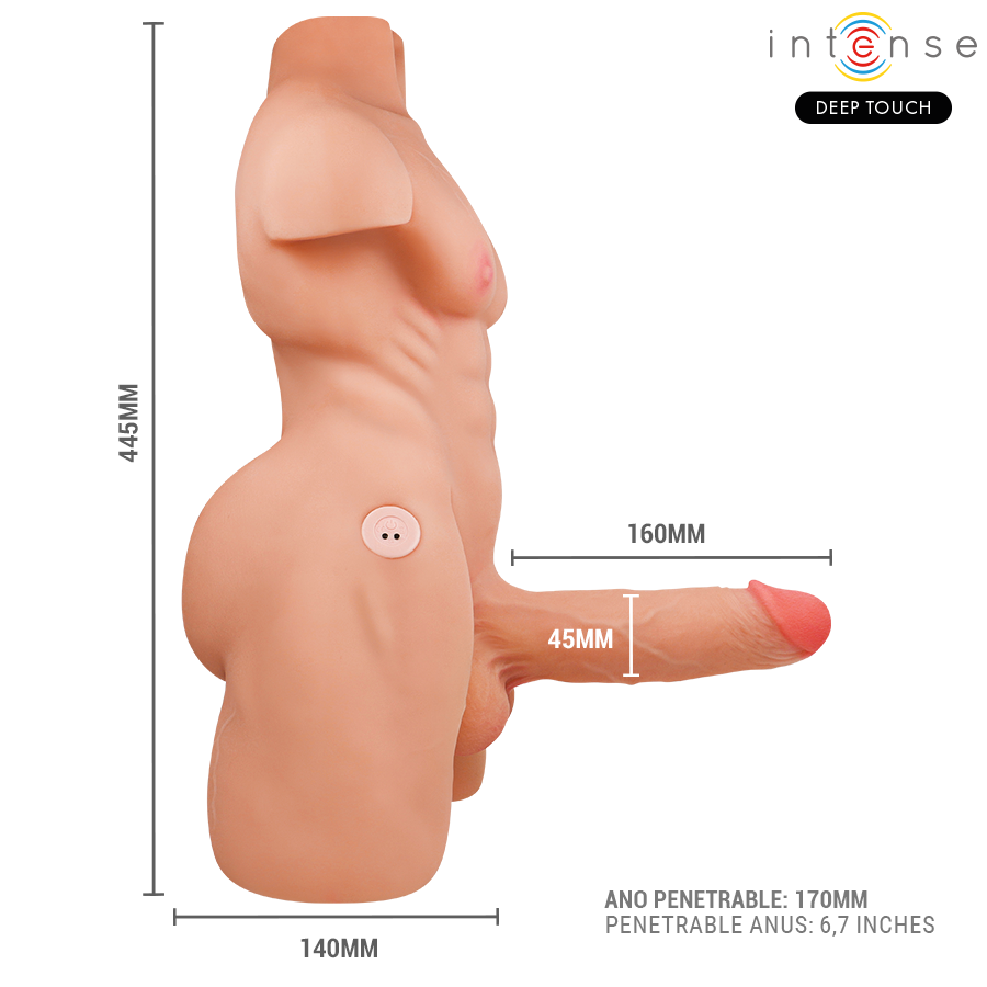 Torso Maschile Marty con Dildo Realistico, Spinta e Vibrazione 6,2 kg